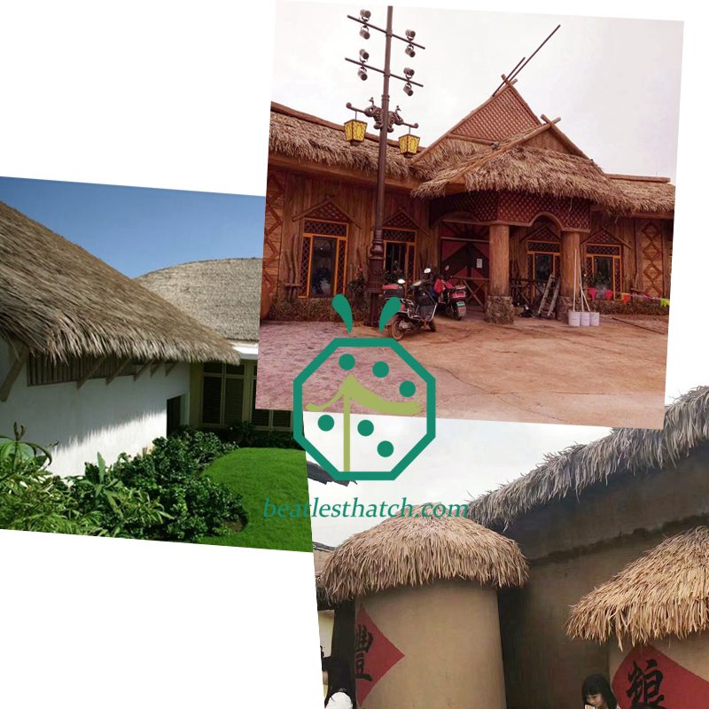 perfectly natural looking artificial thatched roof structures