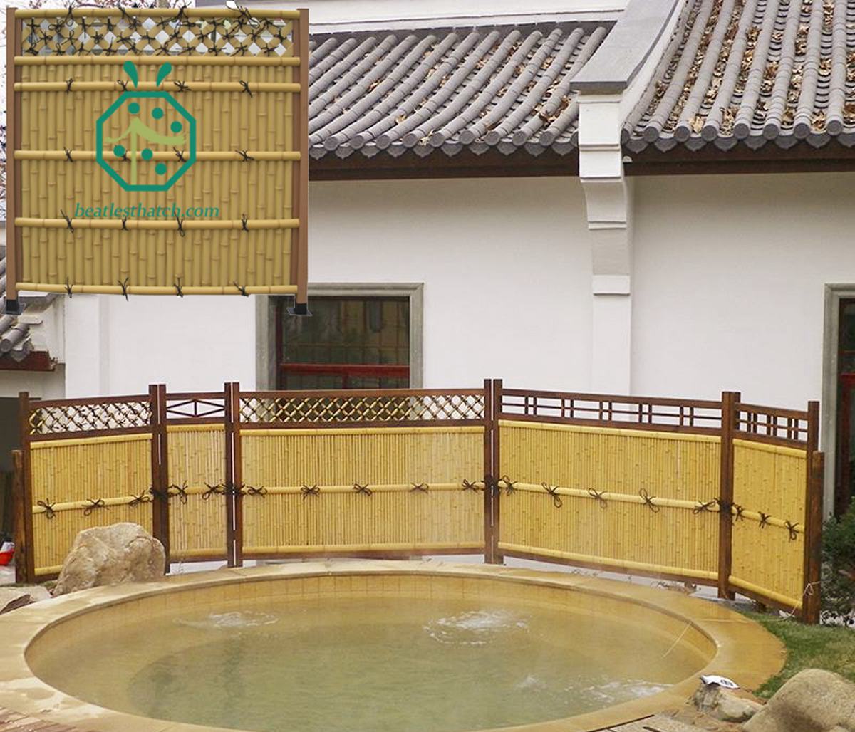 Synthetic bamboo fence screen for hot spring private space decoration