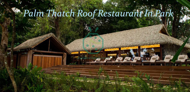 Synthetic Palm Thatch Roof For Urban Park Restaurant Decoration