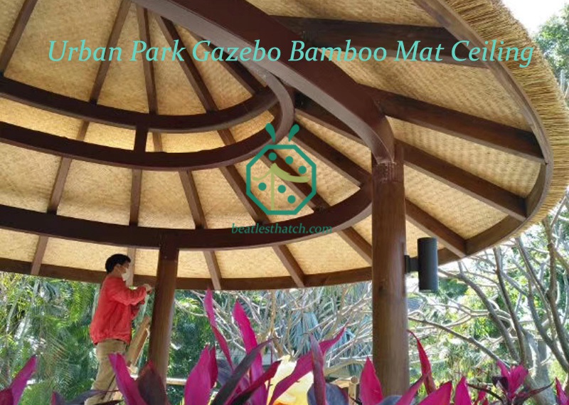 Urban Park Gazebo Bamboo Mat Ceiling