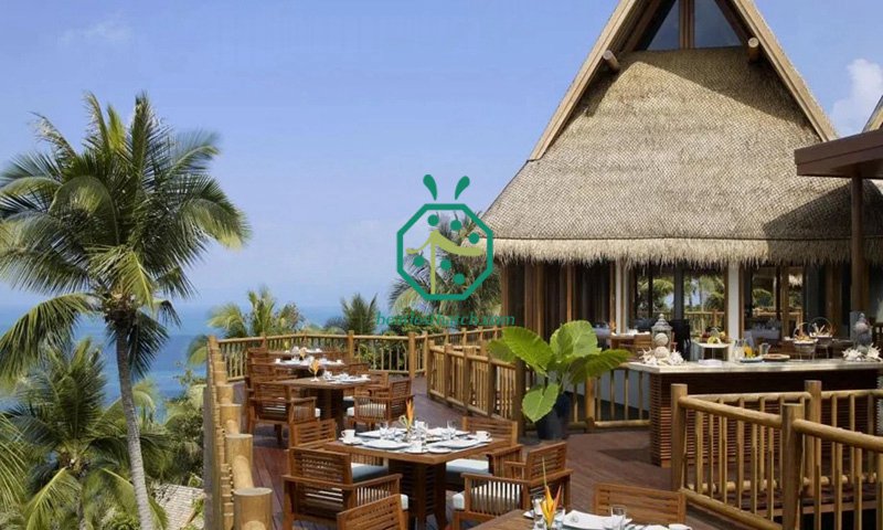 Artificial thatched roof restaurant in Koh Saumi