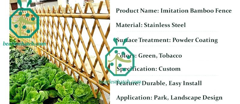 Certains paramètres de la clôture en bambou de jardin simulée en acier inoxydable