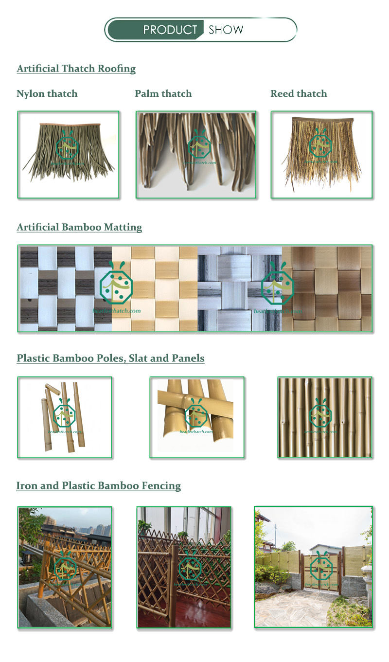 ur full range synthetic product series: Synthetic thatch roofing, artificial bamboo woven matting for wall and ceiling