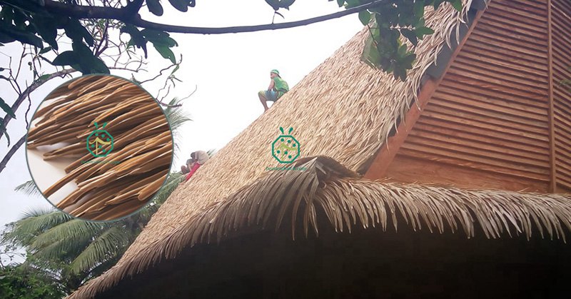 Matériaux de toiture en chaume de palmier synthétique utilisés pour le bahay kubo, l'abri de jardin, la hutte tiki, la hutte nipa, le barbecue, la maison de plage, le belvédère, la construction de bungalows