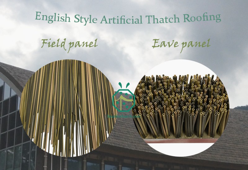 Paille artificielle de cottage de style britannique ou chaume de roseau avec panneau de toit de chaume d'avant-toit