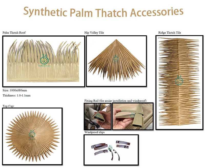 Full installation accessories of viva palm thatch roofing solution