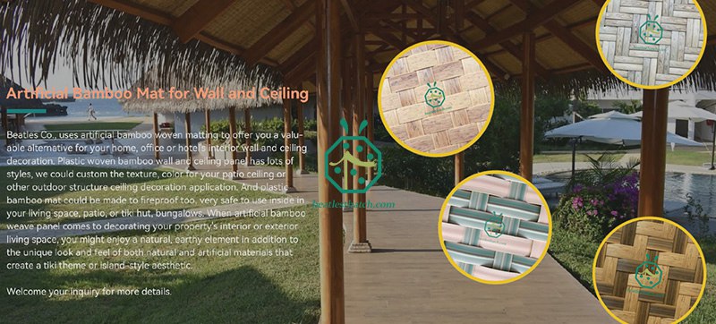 plastic rattan weaving mat for ranch house ceiling