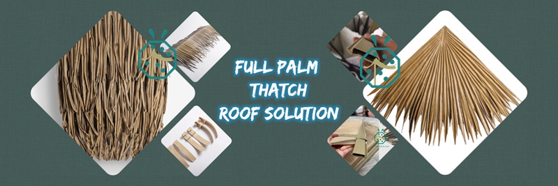 Fire rated palm thatch roof tiles used for various luxury resort hotel in the beach in many ocean countries
