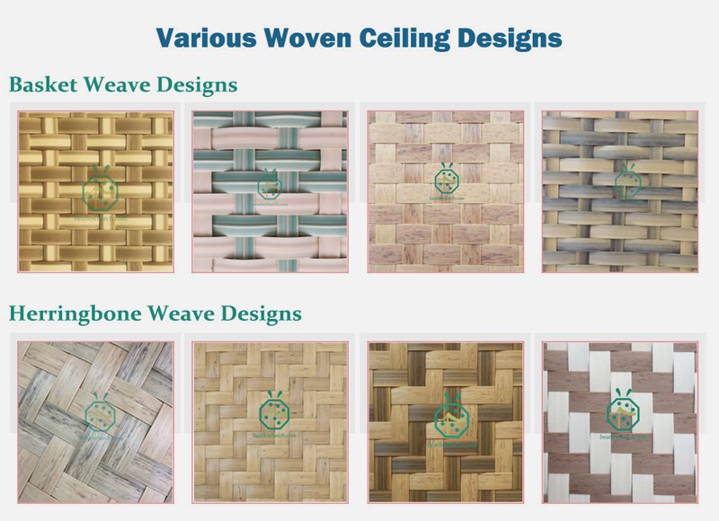 Synthetic Bamboo Herringbone Weave Panel For Tree Hut House Interior Wall And Ceiling Decoration