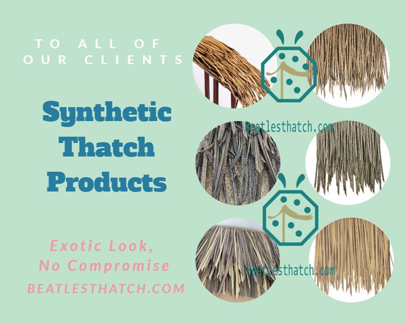 Some synthetic thatch roof designs for Oceania tropical countries beach building construction