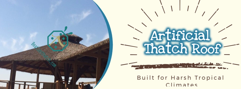 Synthetic tiki hut thatch roof restaurant structure