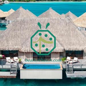 Beach Resort bungalow sur pilotis en plastique toit de chaume