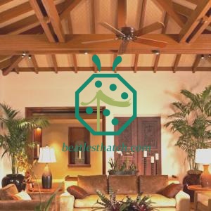 Resort Overwater Bungalow Ceiling With Synthetic Sawali Bamboo Woven Mat