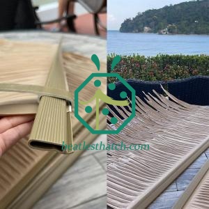 Faux palm roofing materials for beach bungalow decoration