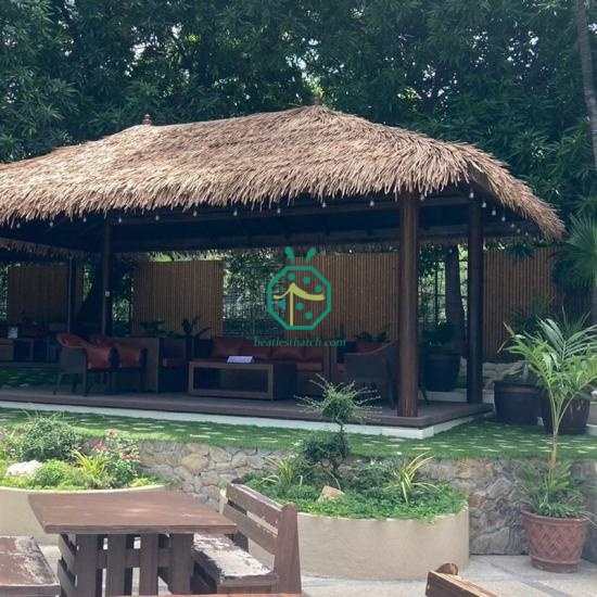 Tiki Bar Synthetic Grass Thatch Roof Material For Beach Building
