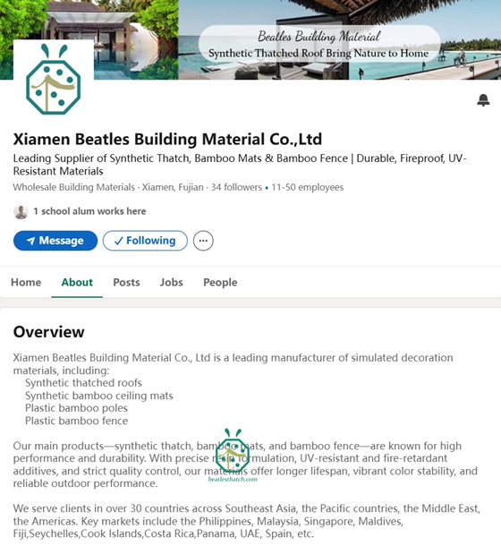 Améliorez la commercialisation de notre toit en chaume synthétique sur Linkedin
