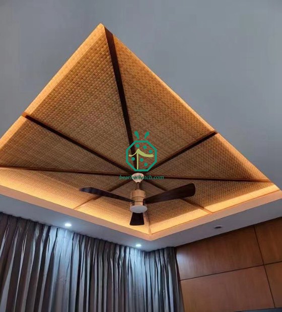 panneau tissé en bambou en plastique pour la rénovation du plafond de la maison